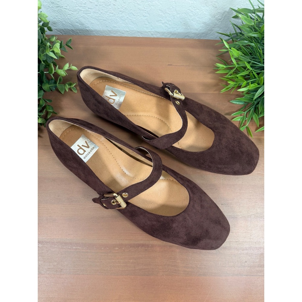 DV Dolce Vita Womens Mauryce Brown Suede Buckle Mary Jane Ballet Flats Size 9